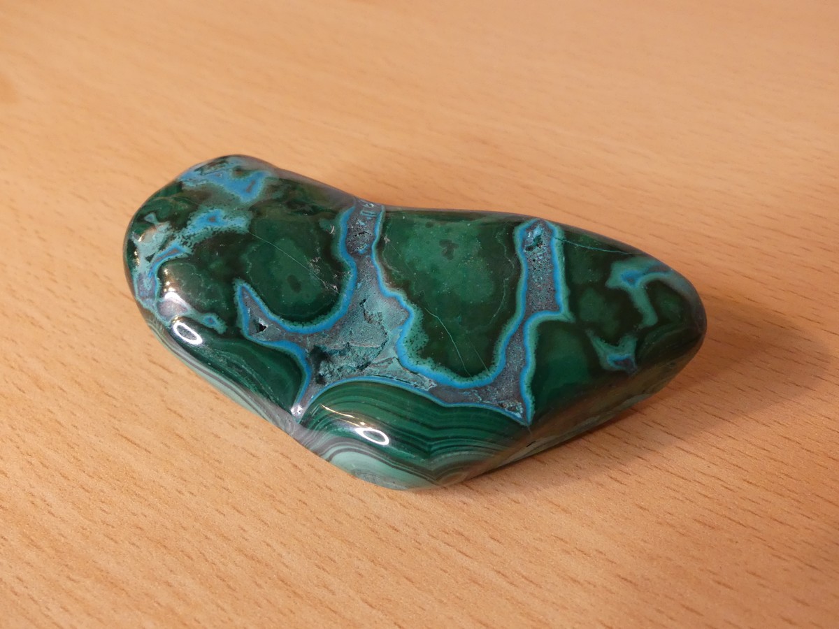 Pierre Chrysocolle polie du Congo, pierre brute verte, galet, pierre roulée