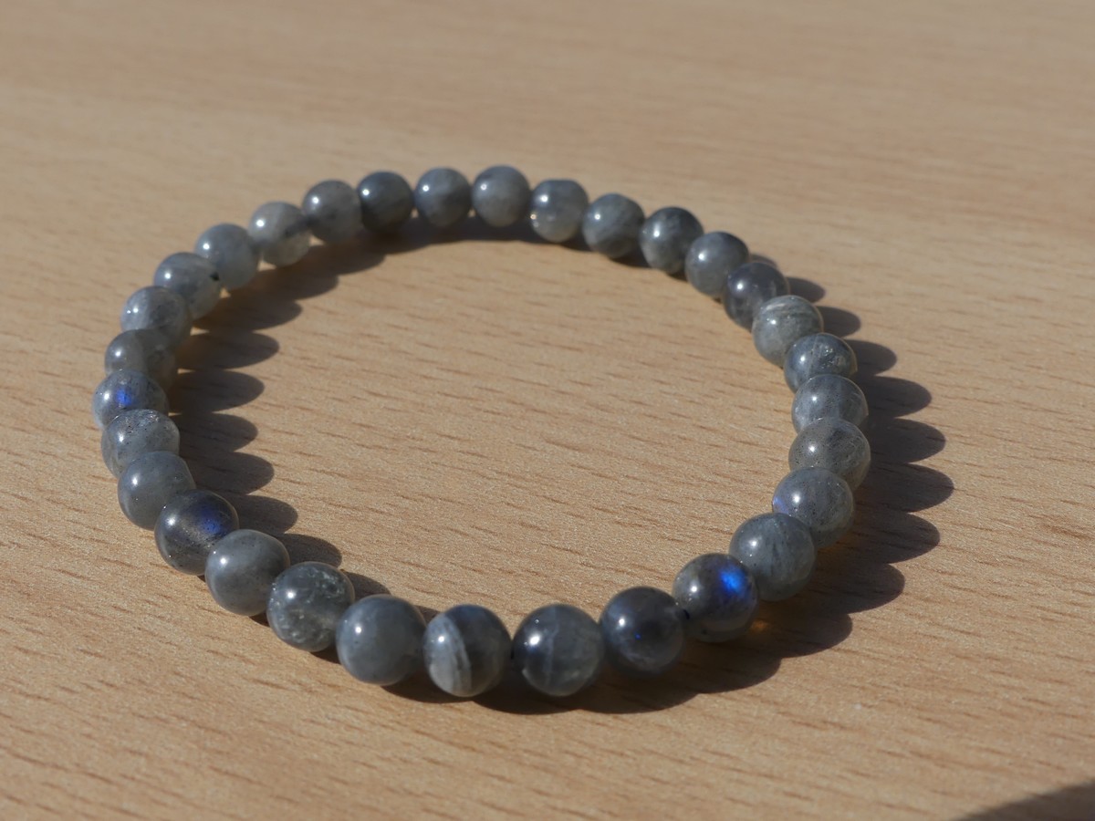 Bracelet Labradorite gris bleu, pierre naturelle semi précieuse, lithothérapie