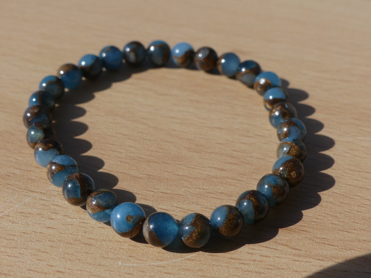 Bracelet Jaspe bleu clair doré | Boutique suisse de pierres du monde & lithothérapi