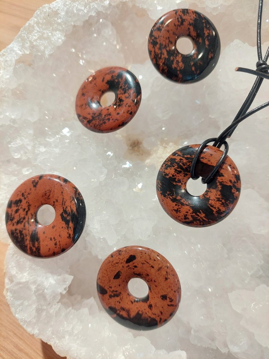 Pendentif donut en obsidienne acajou | Boutique Suisse La Geode