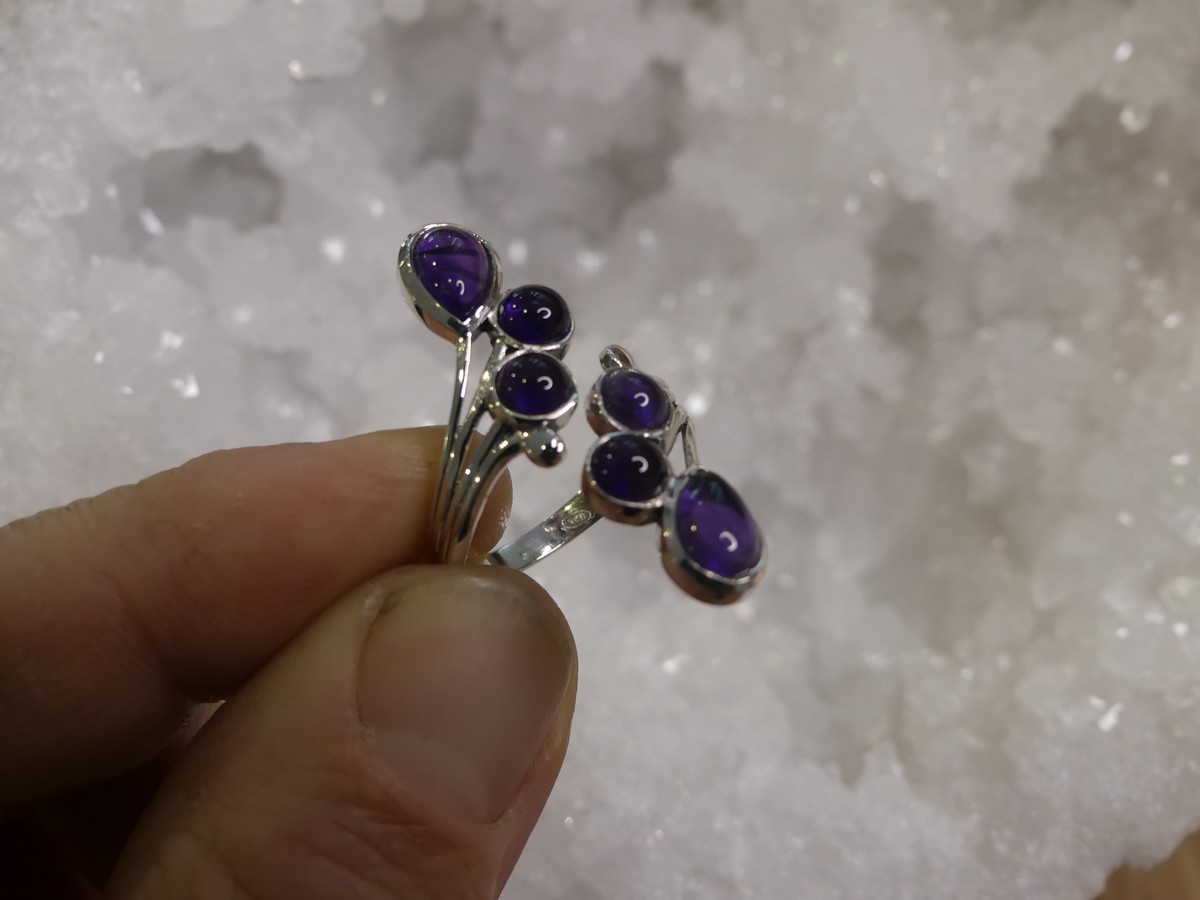 Bagues réglable en améthyste| Boutique Suisse La Geode