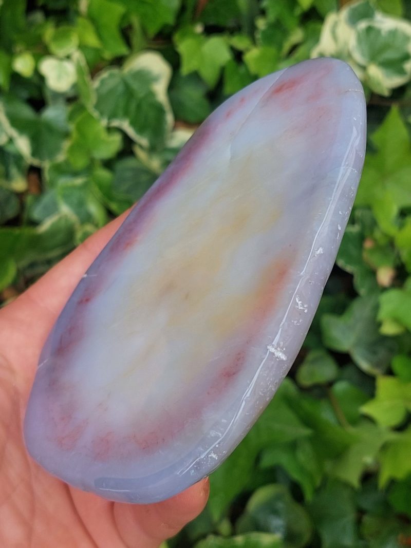 Tranche polie de Calcédoine bleue - Pierre semi-précieuse, boutique suisse de minéraux du monde