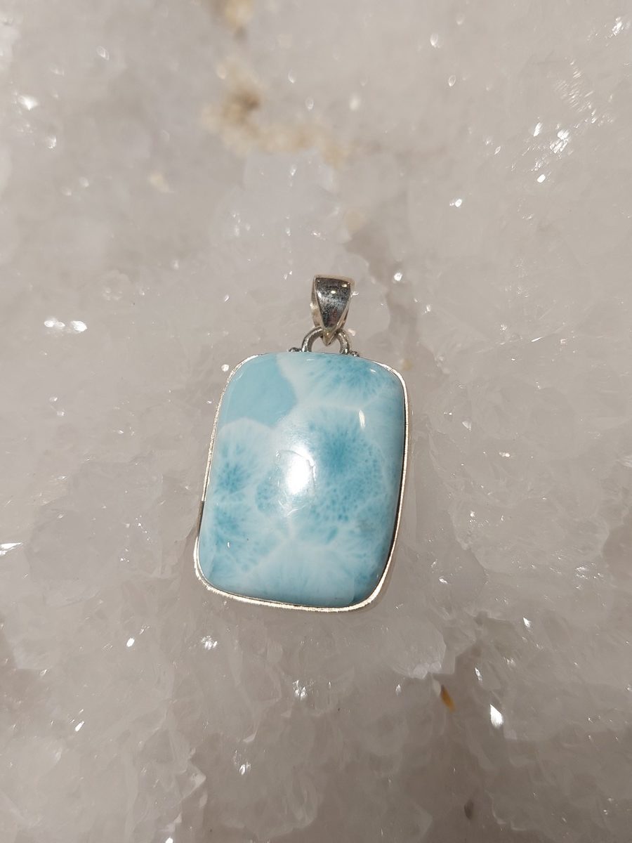 Pendentif en larimar et argent | Boutique Suisse La Géode