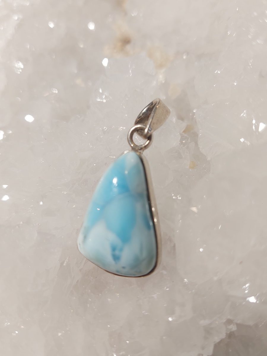 Pendentif en larimar et argent | Boutique Suisse La Géode