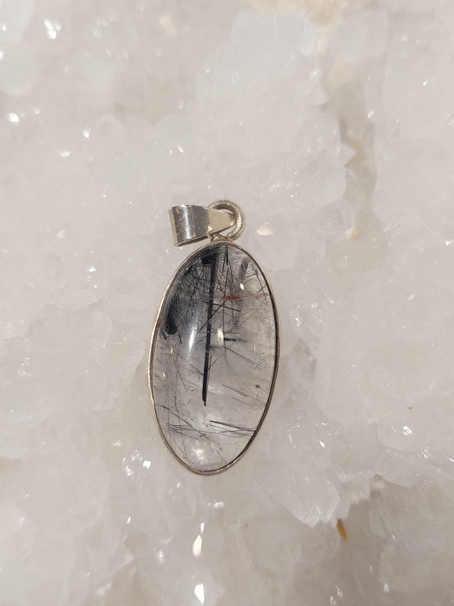 Pendentif en Quartz Tourmaline et argent | Boutique Suisse La Géode