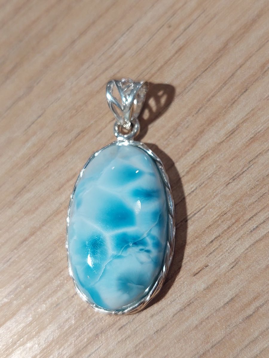 Pendentif en larimar et argent | Boutique Suisse La Géode