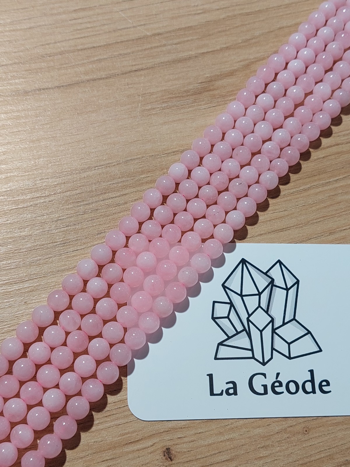 Fil de perles rondes en Quartz rose 6 mm | Boutique suisse de pierres du monde & lithothérapie