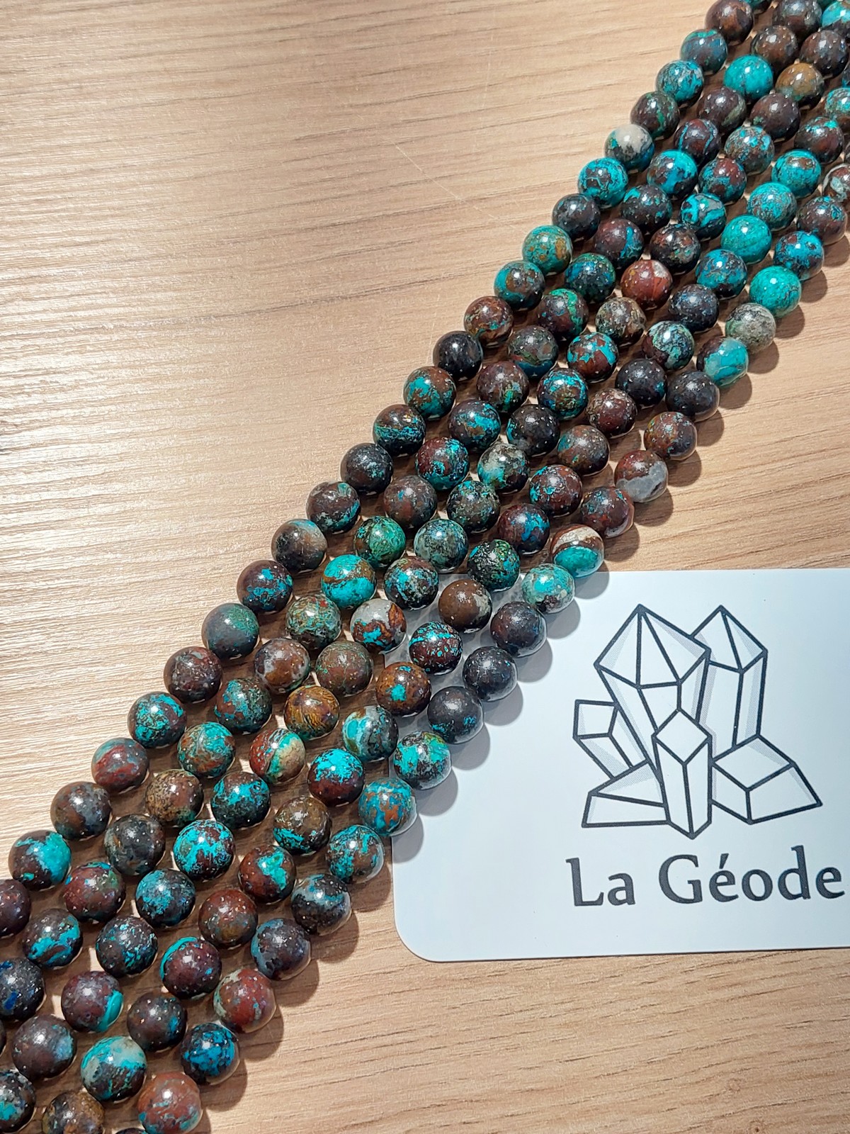 Fil de perles rondes en Chrysocolle 8 mm | Boutique suisse de pierres du monde & lithothérapie