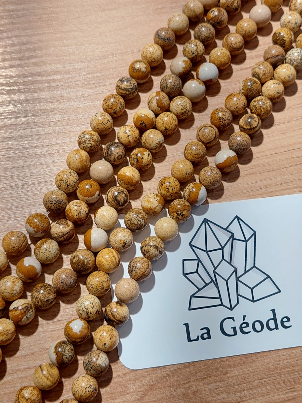 Fil de perles rondes en Jaspe Paysage 8 mm | Boutique suisse de pierres du monde & lithothérapie