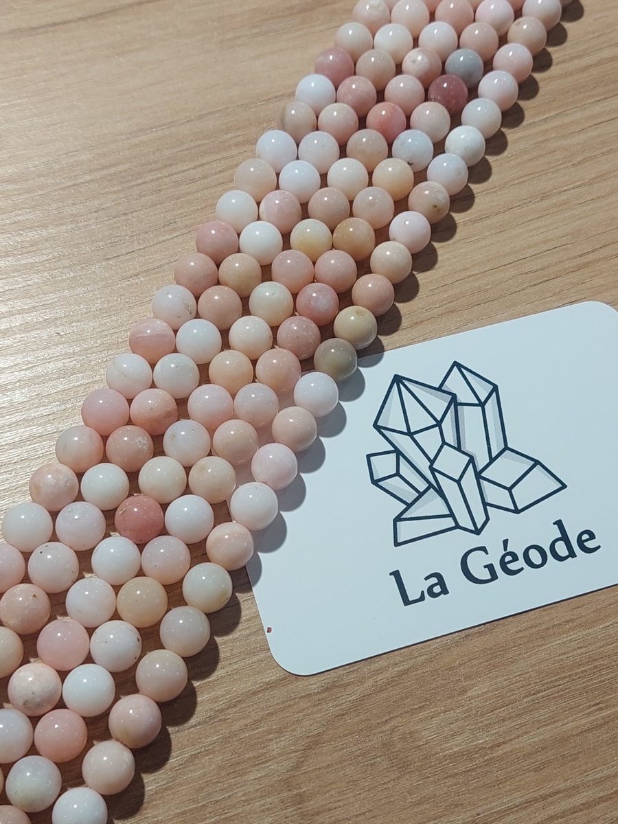 Fil de perles rondes en Opale rose 8 mm | Boutique suisse de pierres du monde & lithothérapie