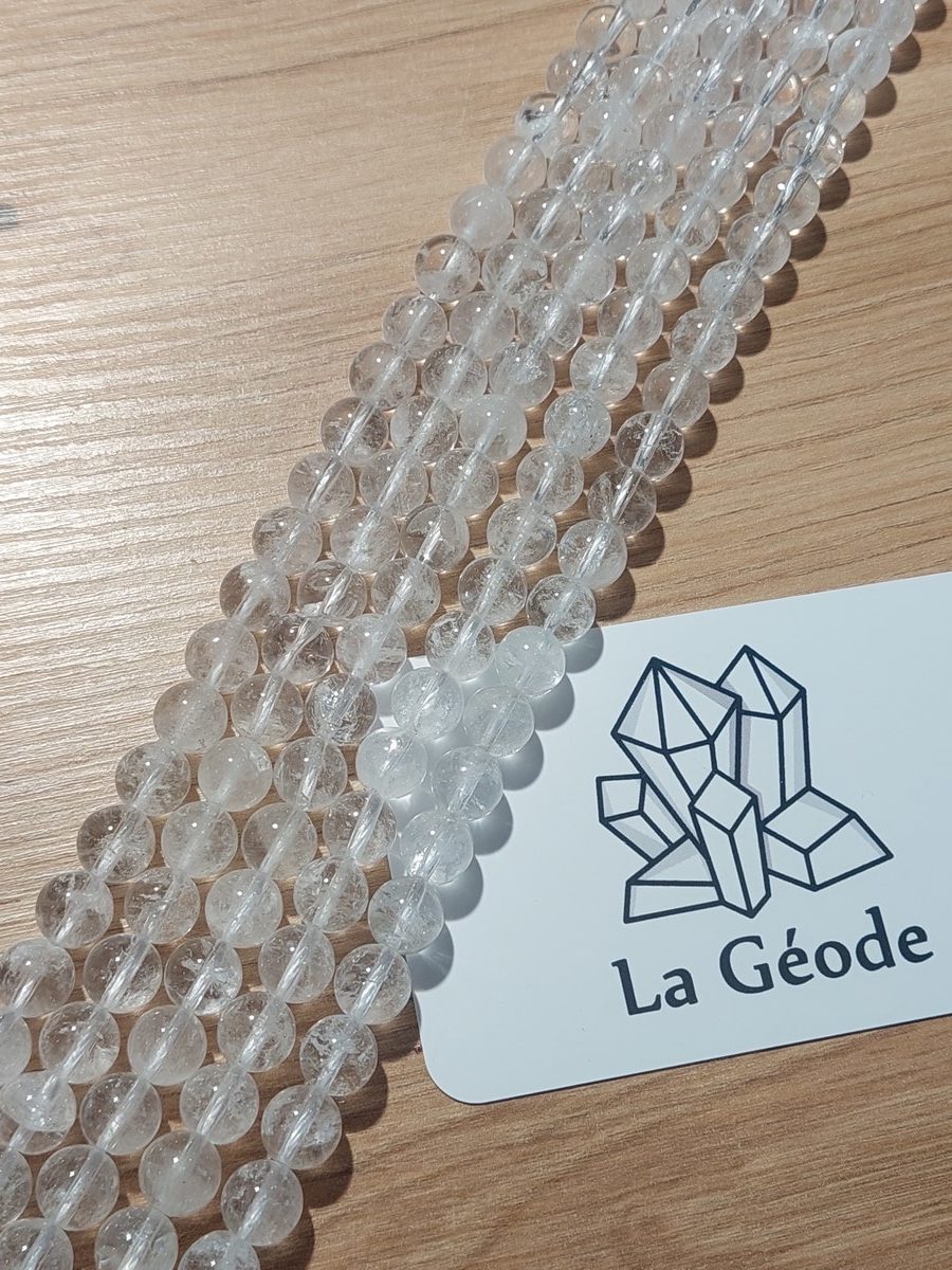 Fil de perles rondes en Quartz 8 mm | Boutique suisse de pierres du monde & lithothérapie