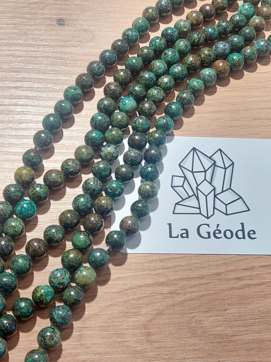 Fil de perles rondes en Turquoise d'Afrique 8 mm | Boutique suisse de pierres du monde & lithothérapie