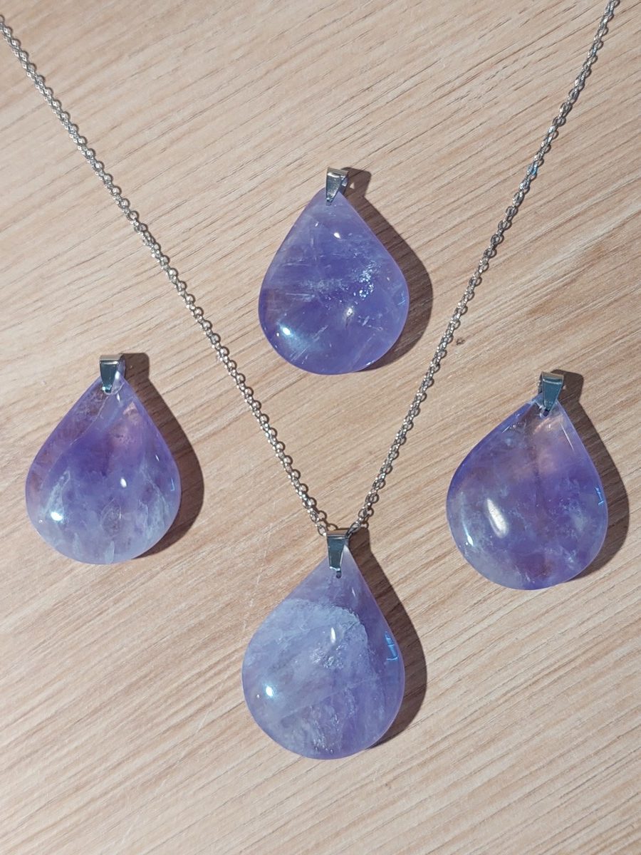 Pendentif goutte plate en Améthyste