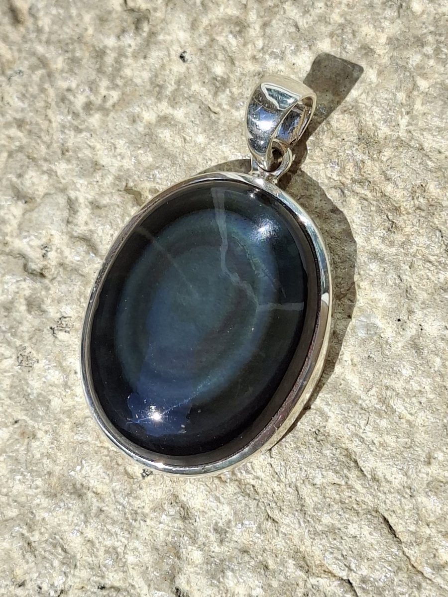 Pendentif en Obsidienne arc-en-ciel et argent 925 | Boutique Suisse La Geode