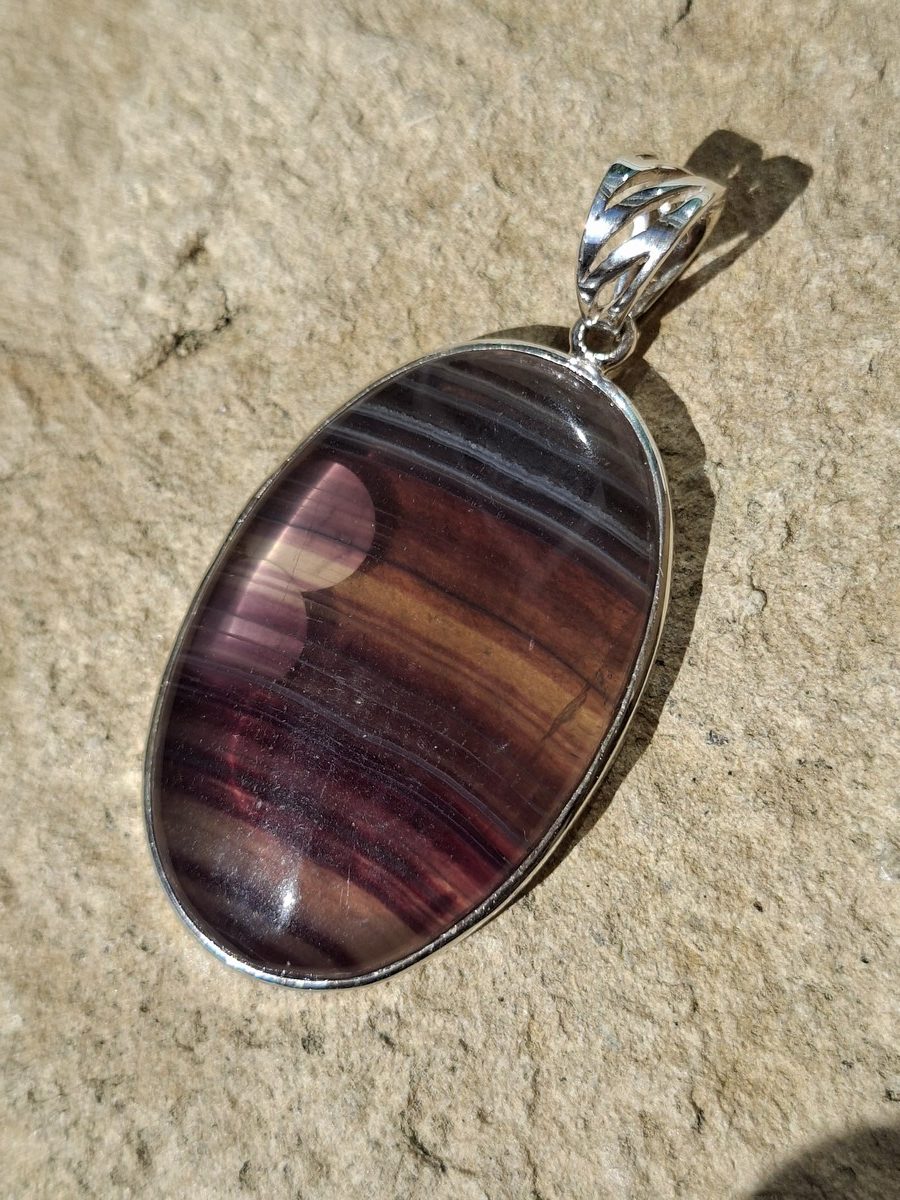 Pendentif en Fluorite et argent 925 | Boutique Suisse La Geode