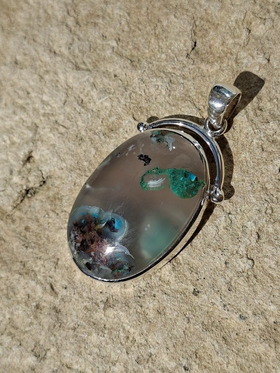 Pendentif en Aquadite et argent 925 | Boutique Suisse La Geode