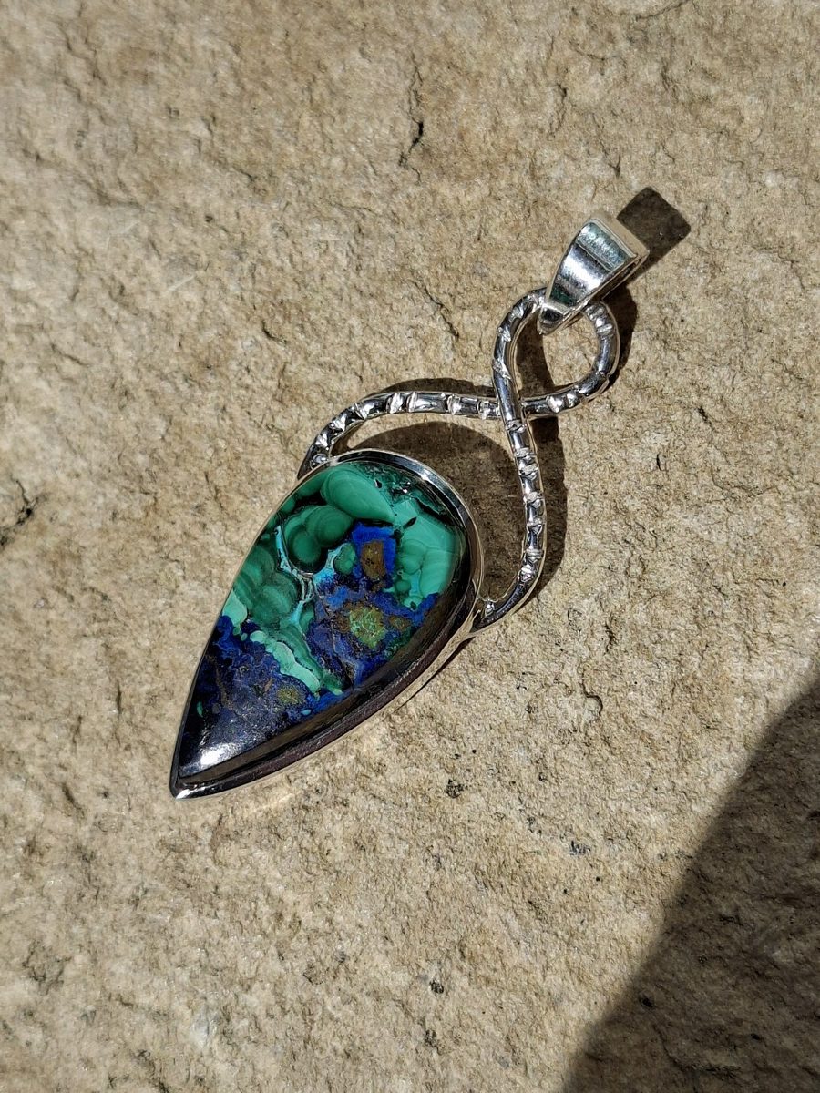Pendentif en Azurite malchite et argent 925 | Boutique Suisse La Geode