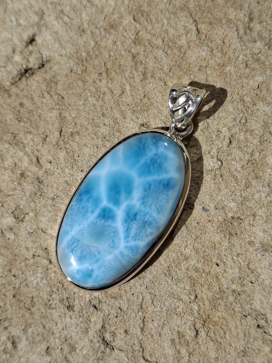 Pendentif en larimar et argent | Boutique Suisse La Géode