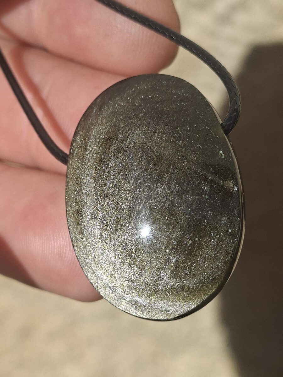 Pendentif en Obsidienne dorée
